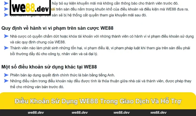 Nạp rút an toàn với điều khoản tại WE88
