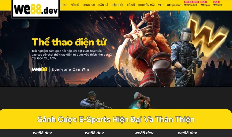 Sảnh cược e-sports trực tuyến sôi động tại WE88.