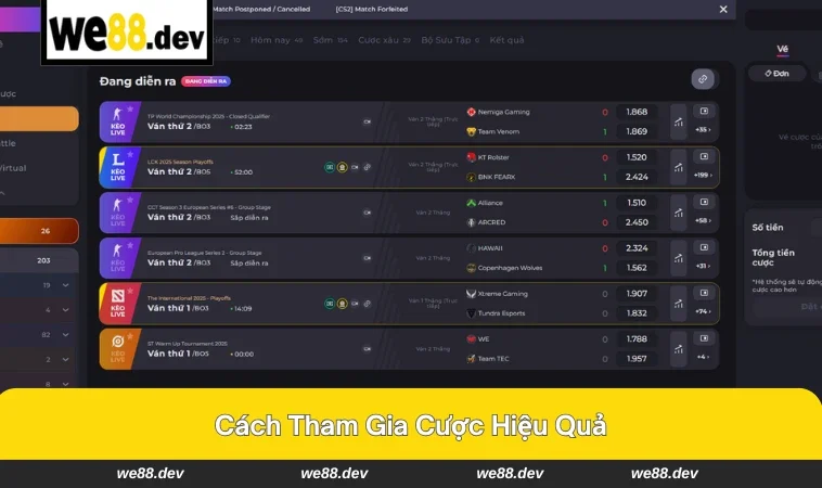 Người chơi tập trung và tự tin khi đặt cược e-sports.