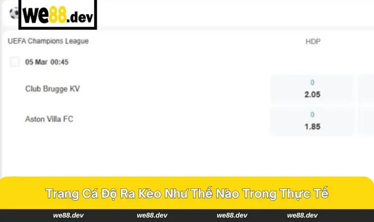 Minh họa biến động kèo trong một trận